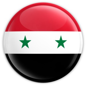 The national flag of Syria on a button.