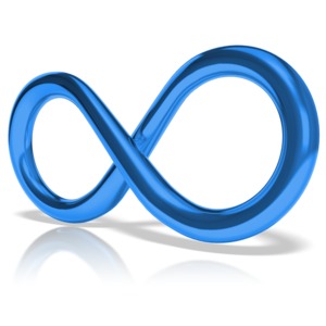 A shiny blue infinity loop.