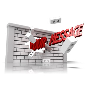 A work breaks though a brick wall in this custom clipart. 