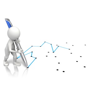 An image of a stick figure connecting the dots with a pen.