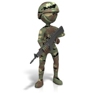 An image of an army camouflaged stick figure.