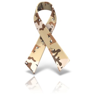 An image of an desert camo awareness ribbon.