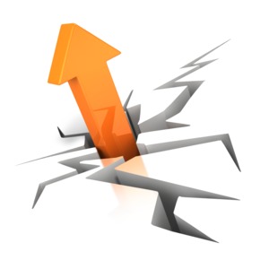 An image of an arrow breaking through the cracked ground.