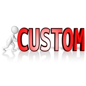 A stick figure is shown pushing custom text.