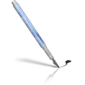 This clip art image shows a fountain pen writing in ink.
