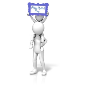 An image of a stick figure holding a child on shoulders with a Happy Mother&#039;s Day wish.