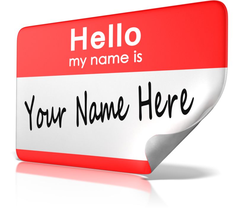This Presentation Clipart shows a preview of Hello My Name Is Tag Text