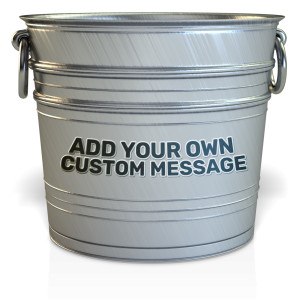 This clip art image shows a metal empty bucket that you can put custom text on the side.