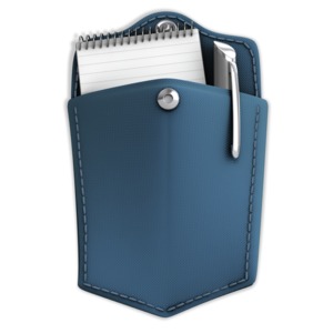 This clip art image shows a pocket holding a notepad and pen.
