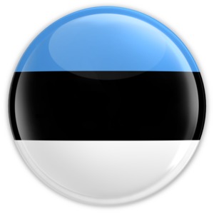 The national flag of the country of Estonia on a button.