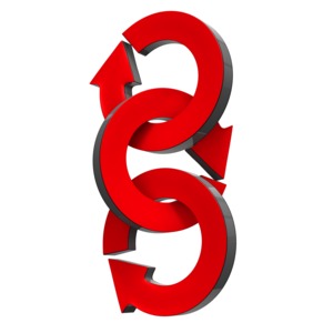 This clip art image shows three circle arrow interconnected.
