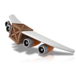 An image of a cargo plane with a crate representing the middle of the plane.