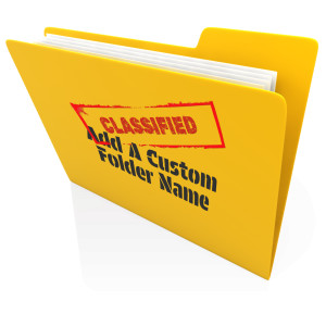An image of a single yellow file folder with custom text on the front of the folder.