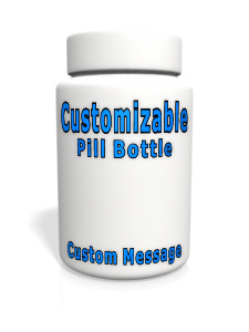 An image of a white bottle upright on ground with room for custom text.