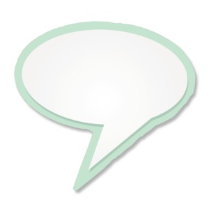 A blank speech bubble or callout stylized like a piece of scrapbook paper.