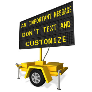 This clip art image shows a digital construction sign with space to put your own custom text.