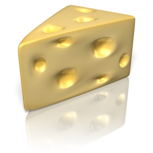 A wedge of Swiss cheese.