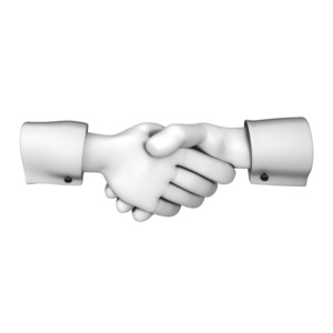 This clip art image shows to hands greeting with a handshake.