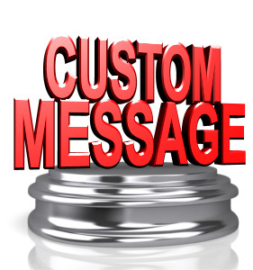 An image of the custom text on the top of a silver pedestal.