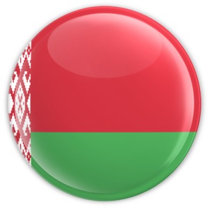The national flag of Belarus rendered in on a button