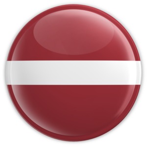 A flag of the country of Latvia on a button.