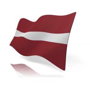 A flag of the country of Latvia.