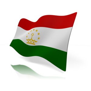 A flag of the country of Tajikistan.
