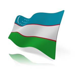 A 3D perspective of the Uzbekistan flag.