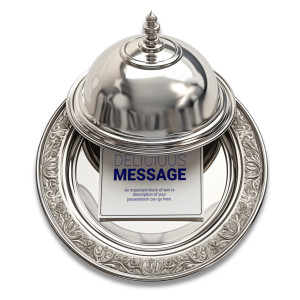 Customize this clipart of a silver serving tray with a note on the tray by adding your text, image, or logo to the customizable note.