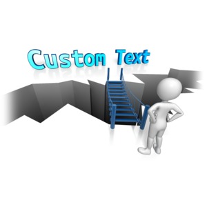 An image of a stick figure standing on the other side of custom text with a bridge extending over the hole.
