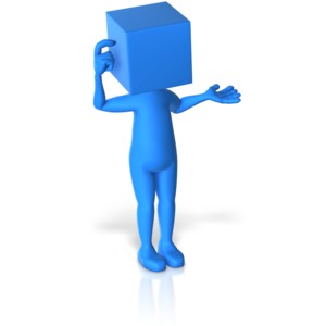 This clip art image shows a blockhead figure scratching its head in uncertainty.