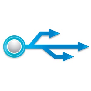 An image of a section of arrows coming off of a sphere.