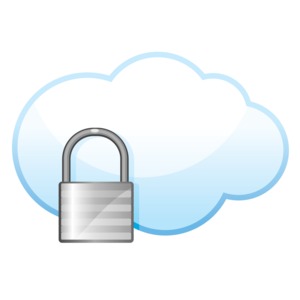 An image of a cloud with a padlock in front.