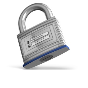 This clip art image shows a lock with login information of the front.
