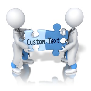 Two doctor or nurse stick figures put together puzzle pieces with custom text going across the pieces.