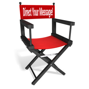 An image of a movie director&#039;s chair with room for custom text on the back