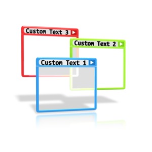 This clipart image shows three internet browser windows with space for custom text.
