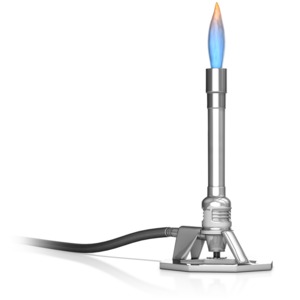 This clip art image shows a Bunsen burner with a hot flame.