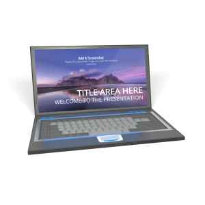 This clip art image shows a angled laptop with a colored screen which allows you to put custom text on top of it.