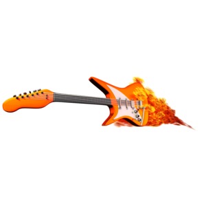 This clip art image shows an electric guitar on fire.
