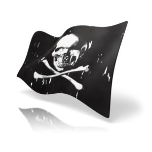 This clip art image shows a pirate flag.