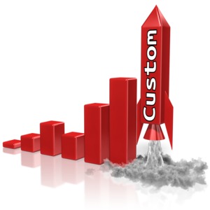 One bar of a bar-graph takes off like a rocket with room for custom text. This clip-art can represent a companies profits &#039;taking off&#039;.