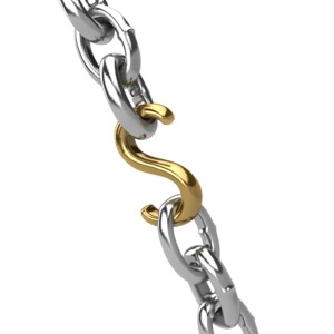 A dollar symbol forms a link in a chain. This clip-art can represent financial strength.