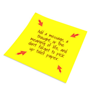 This clip art image shows a custom text stick note. &lt;FONT COLOR=&quot;#FF0000&quot;&gt;Use lower case letters for best result&lt;/FONT&gt;