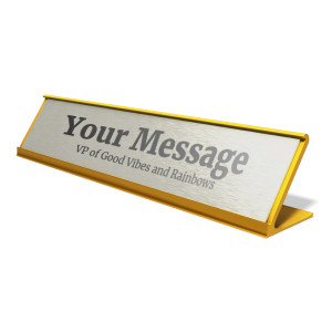 This custom clip art shows a metal identification name plate that you can add your own text to.