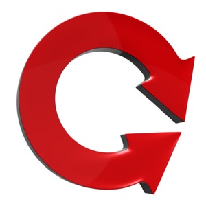 This clip art image shows a circle arrow with arrows on each end facing each other.