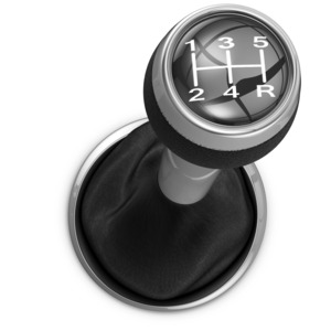 This clip art image shows a manual car shifter.
