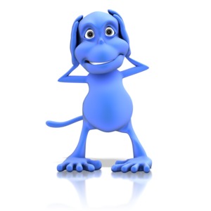 A monkey with hands covering ears.  Displays the part of hear no evil.