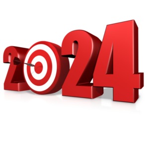 Engage audiences with this 2024 Year Bullseye Arrow Clipart Image, perfect for illustrating success in 2024.