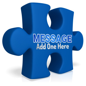 A single puzzle piece at a perspective angle with space to put your own custom text.